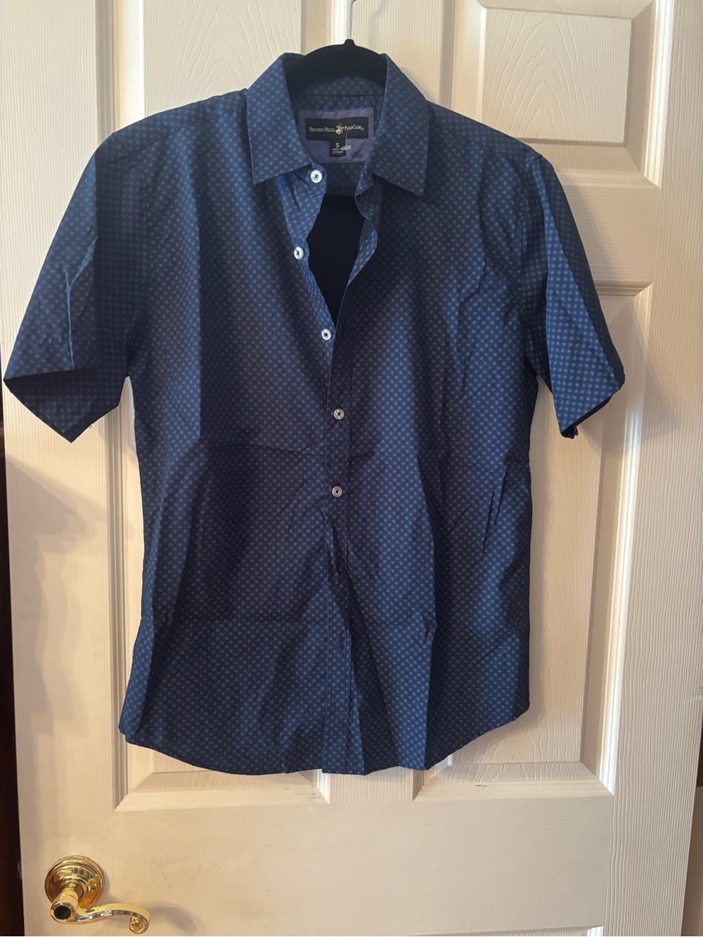 Beverly Hills Polo Club Navy Short-Sleeve Dot Print Button-Down Shirt